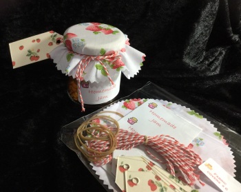 strawberry  fabric x 12 includes bands, twine, labels and tags