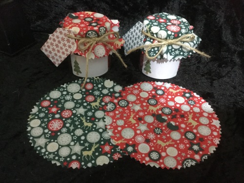 XMAS DESIGN COVERS 3 red & 3 green + labels & ribbon