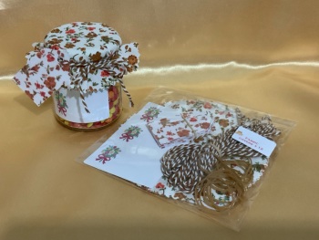 6 x  Brown floral on white + tags, labels & twine,  buy 3 packs get one pack free
