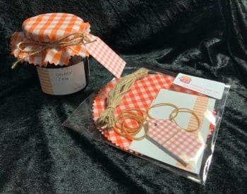 6 x  gingham ORANGE with matching tags, twine and labels (BUY 3 GET ONE PACK FREE)