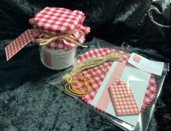 6 x  gingham RED  with matching tags, twine and labels (BUY 3 GET ONE PACK FREE)