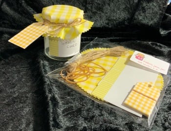 6 x  gingham YELLOW  with matching tags, twine and labels (BUY 3 GET ONE PACK FREE)