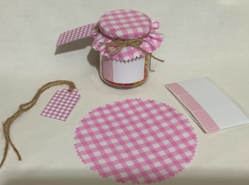 6 x  gingham PINK  with matching tags, twine and labels (BUY 3 GET ONE PACK FREE)