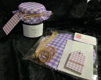 6 x  gingham LILAC  with matching tags, twine and labels (BUY 3 GET ONE PACK FREE)