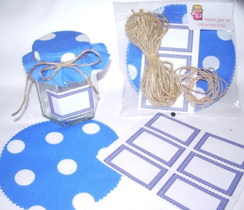 12 x giant blue and white polka dots +labels & twine