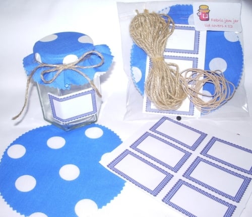 giant blue and white polka dots fabric x24