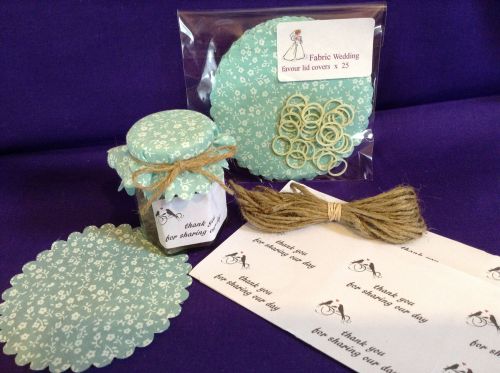 50 x scalloped mint  wedding  flower  includes bands, labels & twine x 50