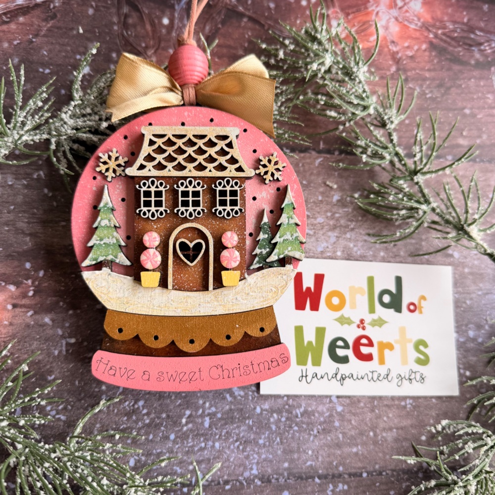 Gingerbread snow globe light-up ornament