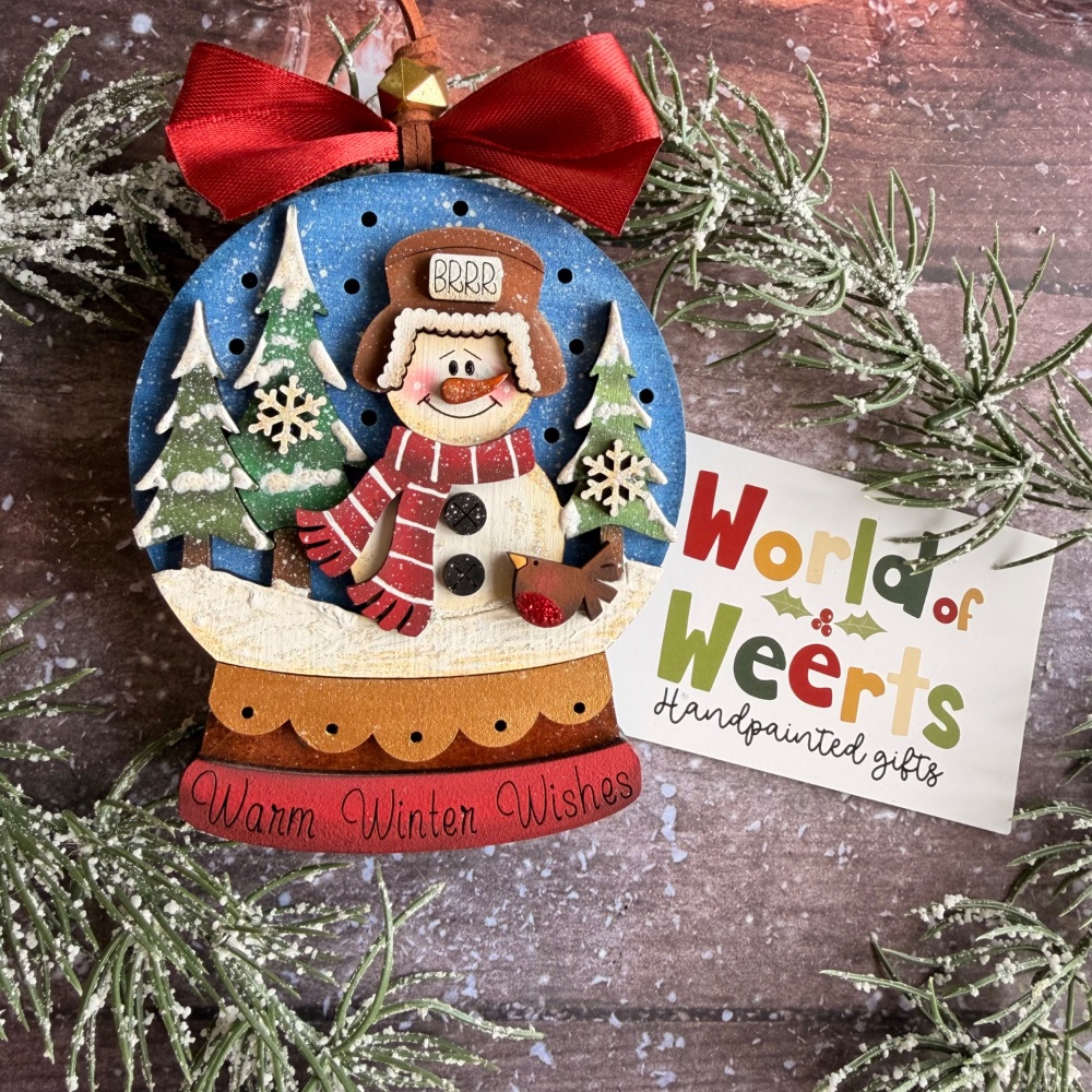 Snowman snow globe light up ornament