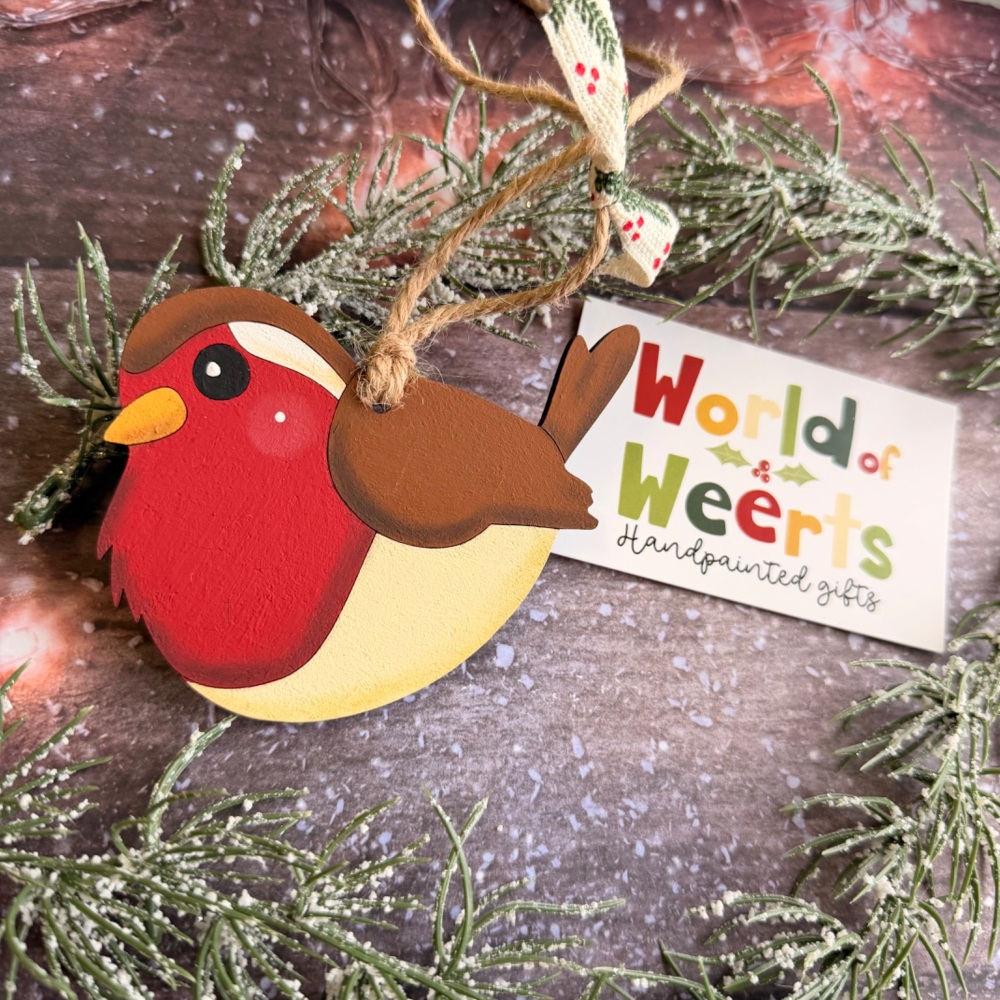 Handpainted chunky WOW robin hanger.