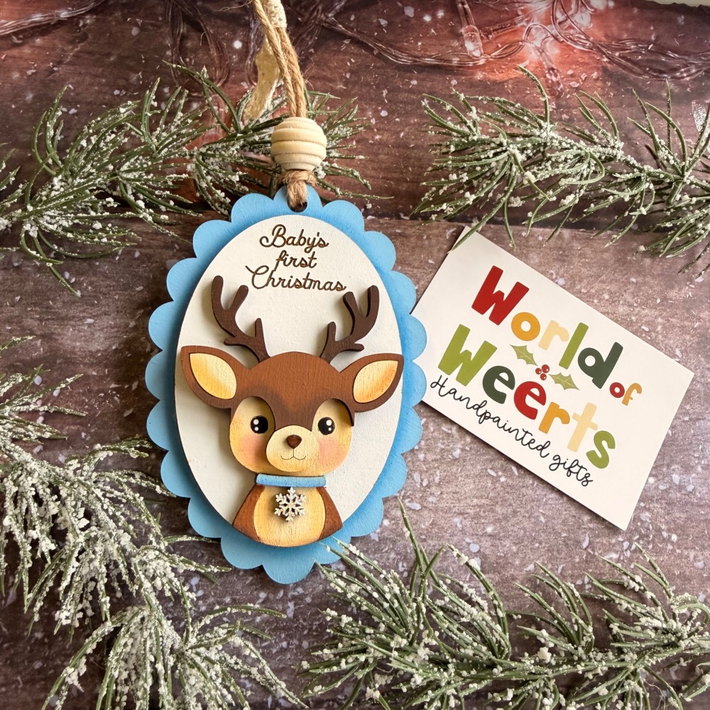 Baby's first Christmas reindeer - Blue