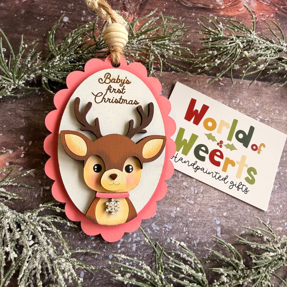 Baby's first Christmas reindeer - Pink
