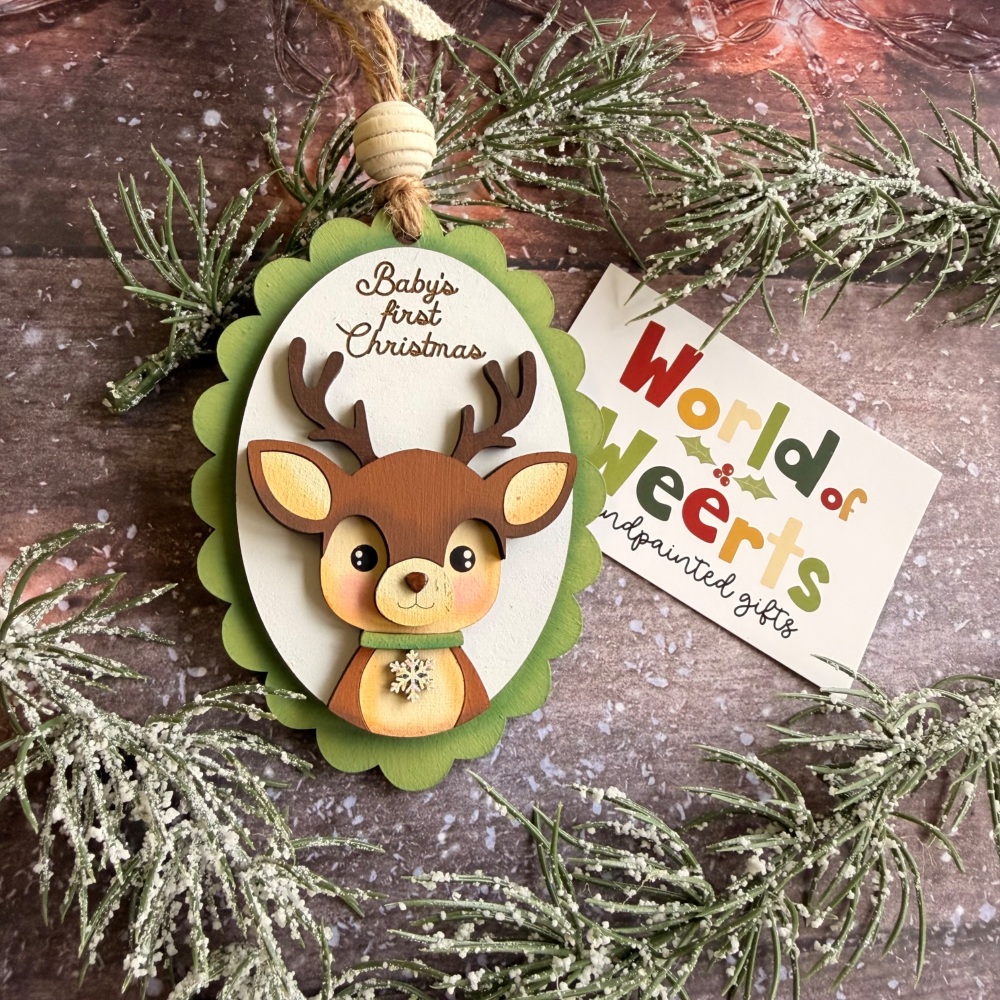 Baby's first Christmas reindeer - Green
