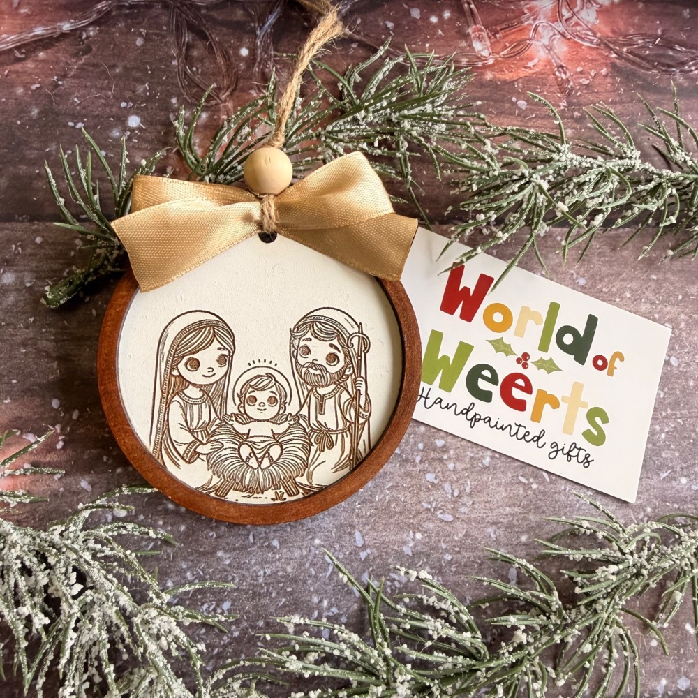 Nativity scene engraved hanger.