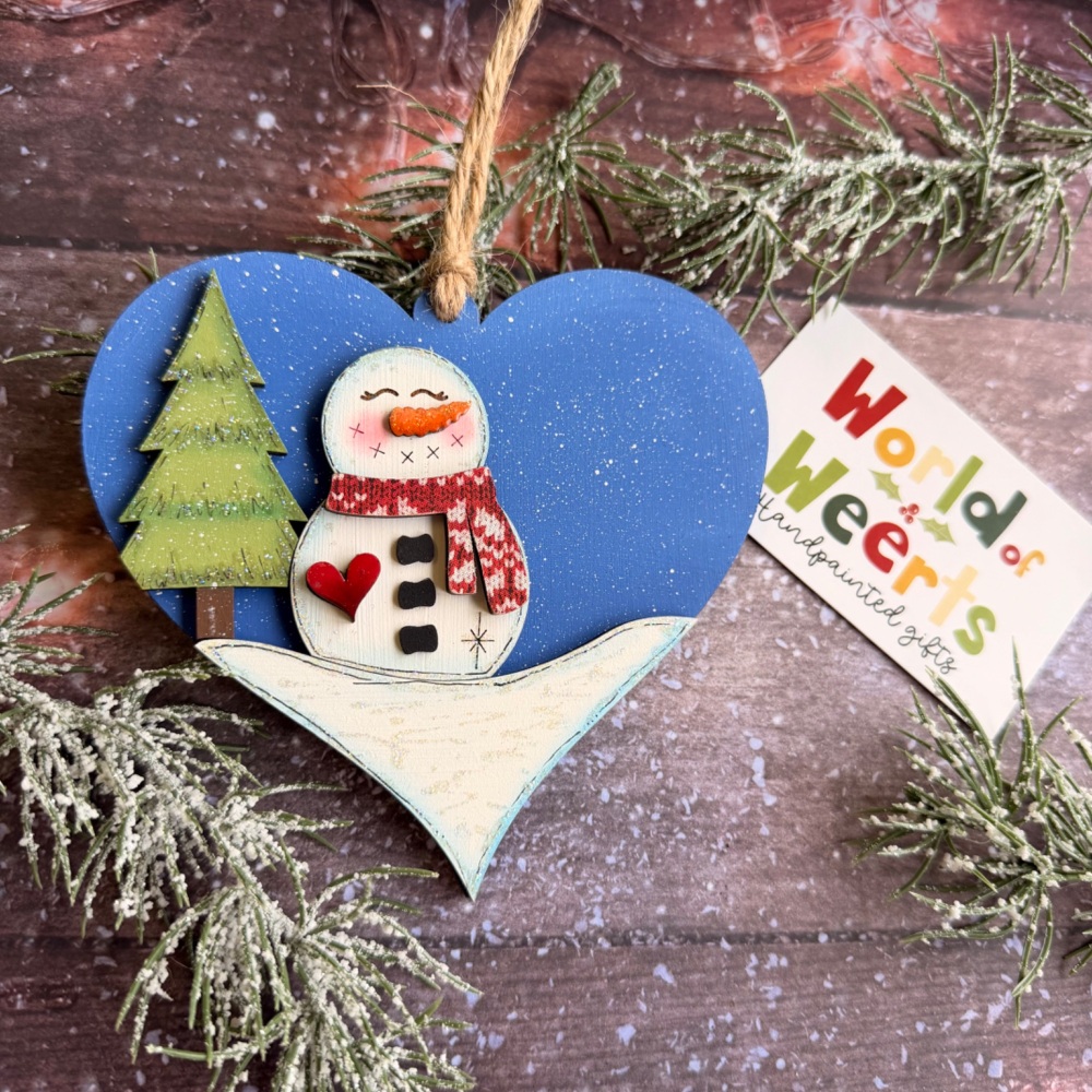 Extra large snowman heart hanger.