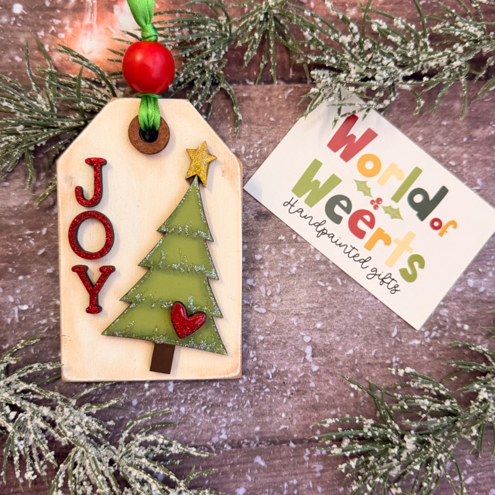 Joy tag shaped hanger.