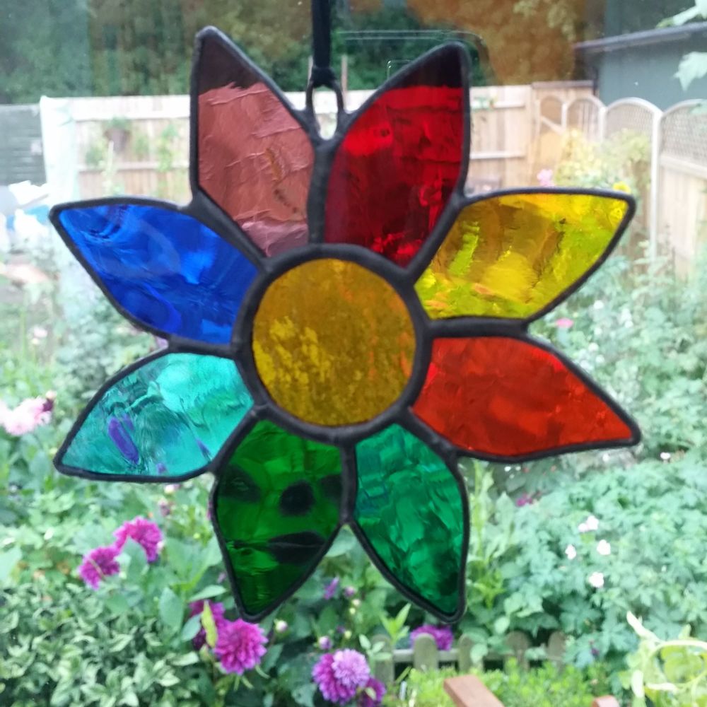 Stained Glass Sunflower - Rainbow