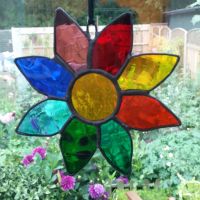 Stained Glass Sunflower - Rainbow - 12.5cm