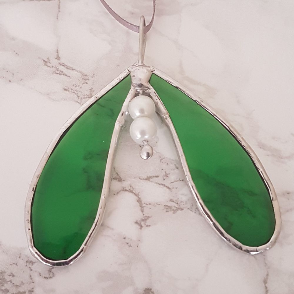 Stained Glass Mistletoe Christmas Tree Decoration