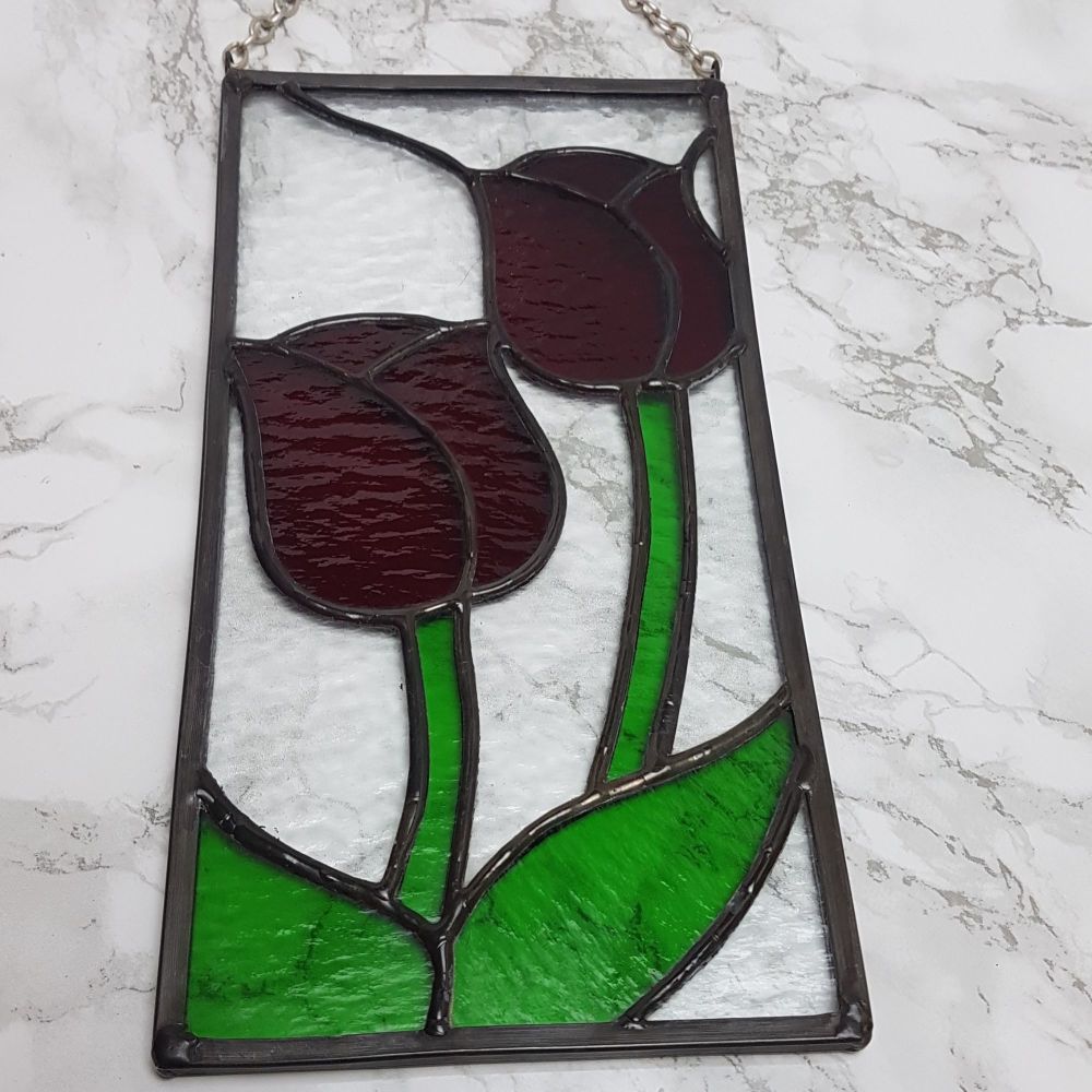 Stained Glass Tulip Panel - 24 x 12cm
