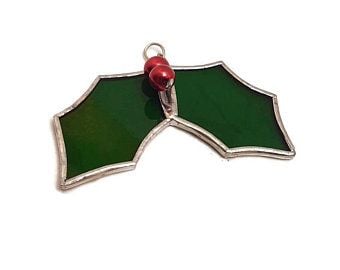 Stained Glass Holly - Christmas Tree Decoration