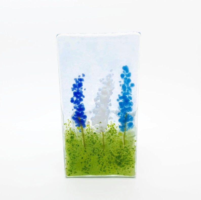 Fused Glass Delphinium Tealight