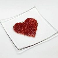 Fused Glass Red Heart Trinket Dish