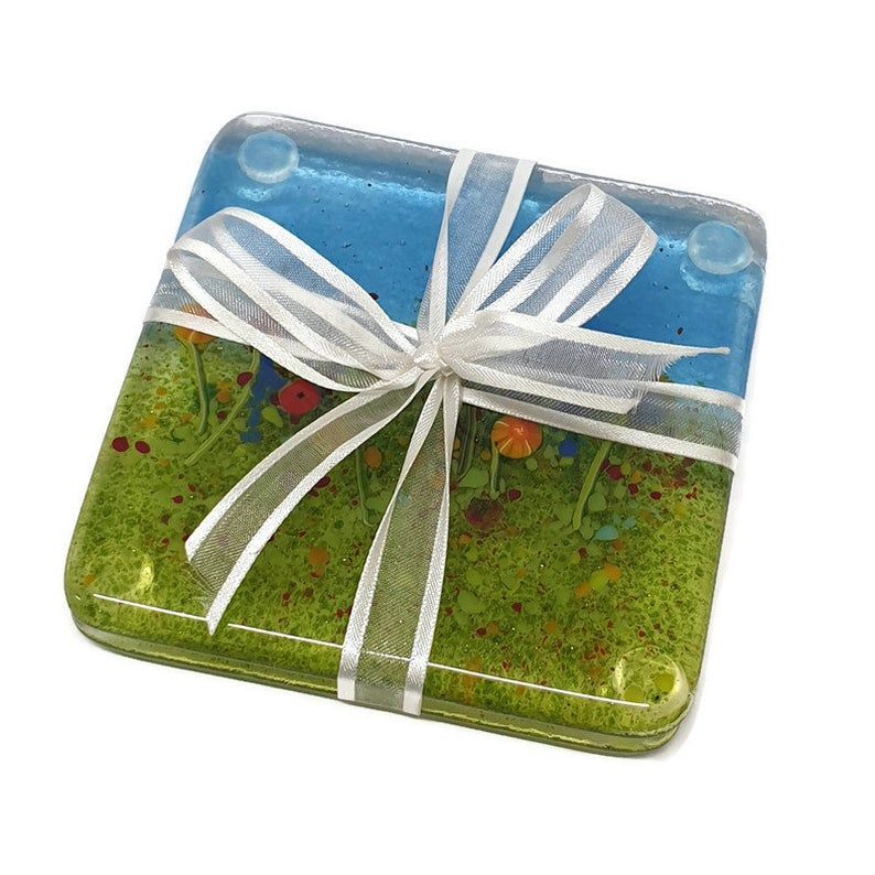 Fused Glass Meadow Coasters