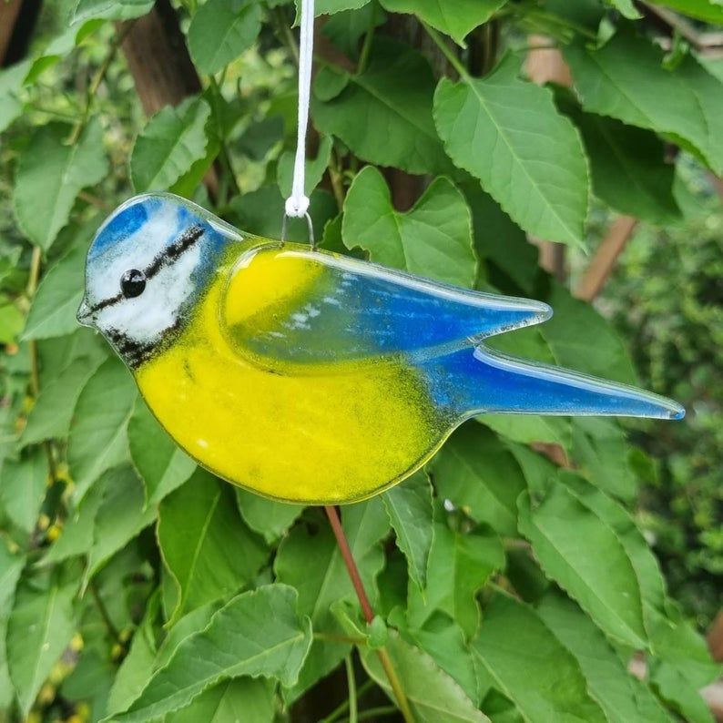 Fused Glass Blue Tit