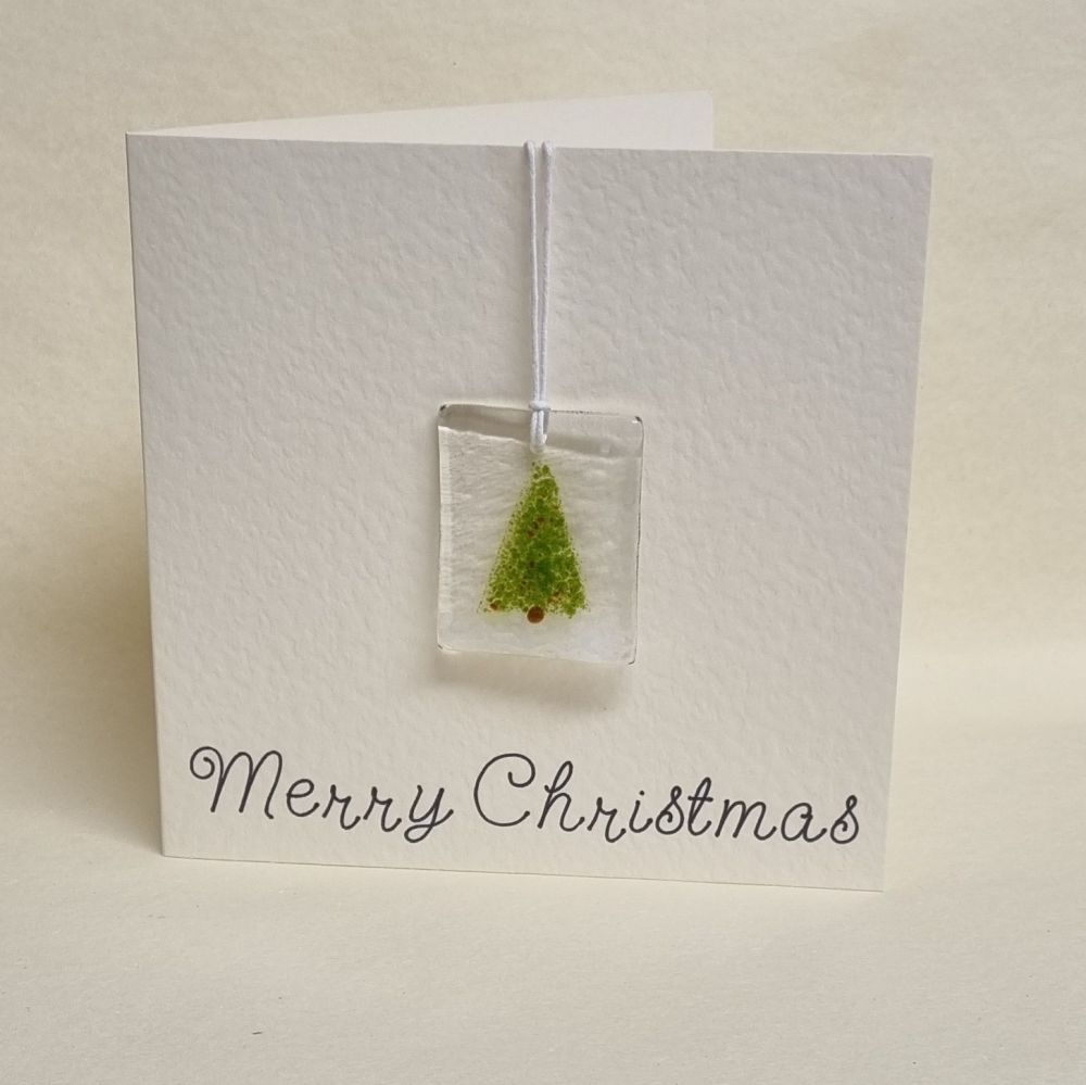 Fused Glass Christmas Card - Christmas Tree Removable Ornament