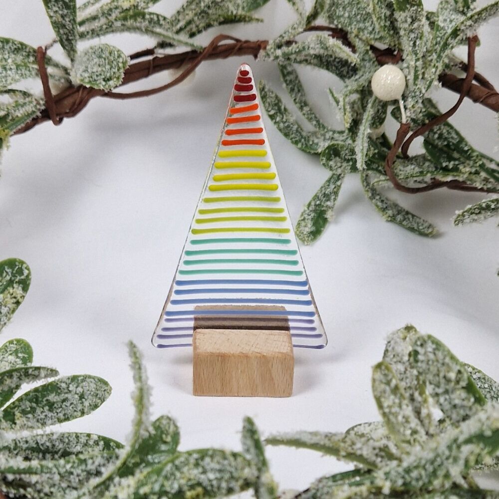 Fused Glass Rainbow Christmas Trees