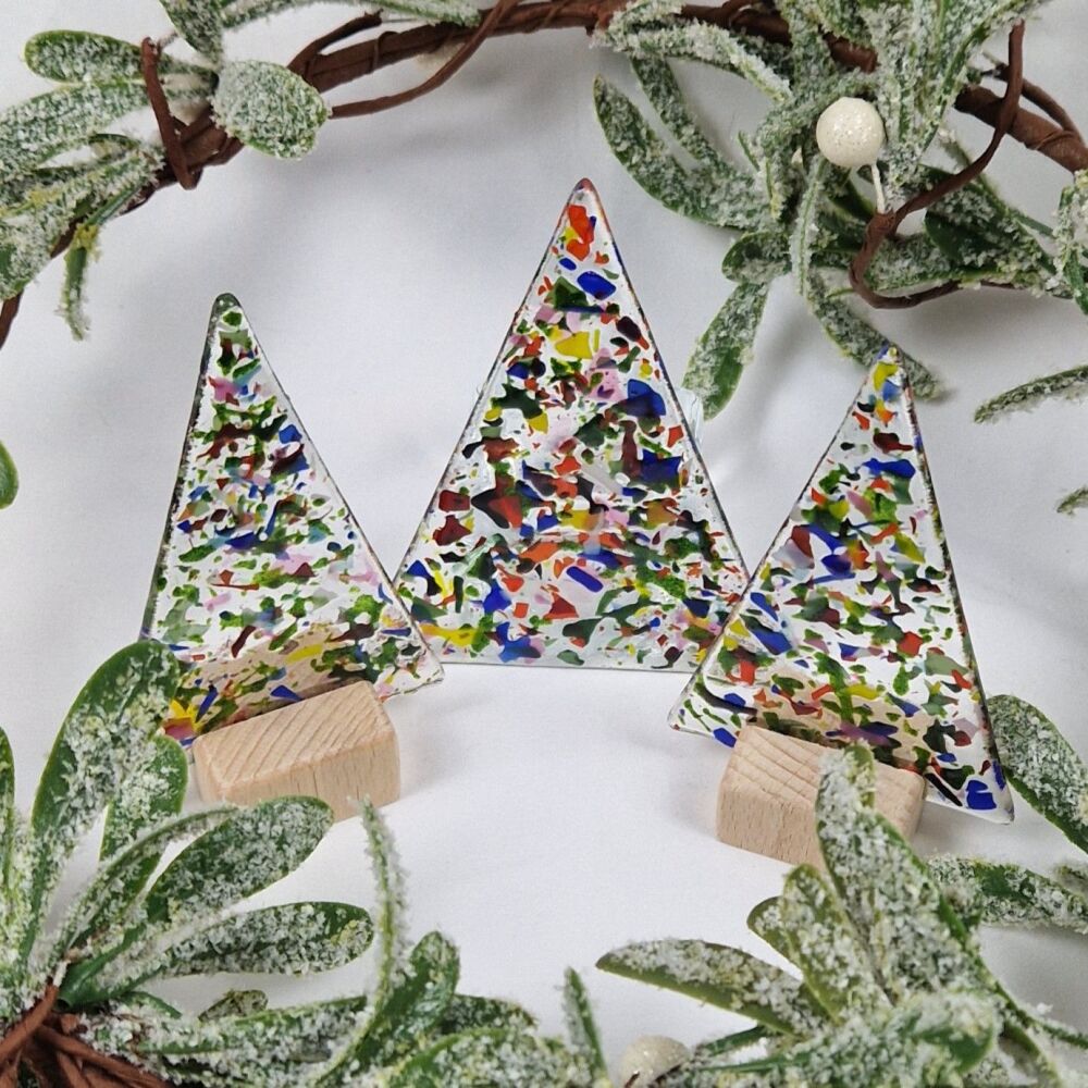 Fused Glass Terrazzo Style Christmas Trees
