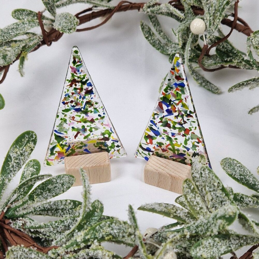 Fused Glass Terrazzo Style Christmas Trees