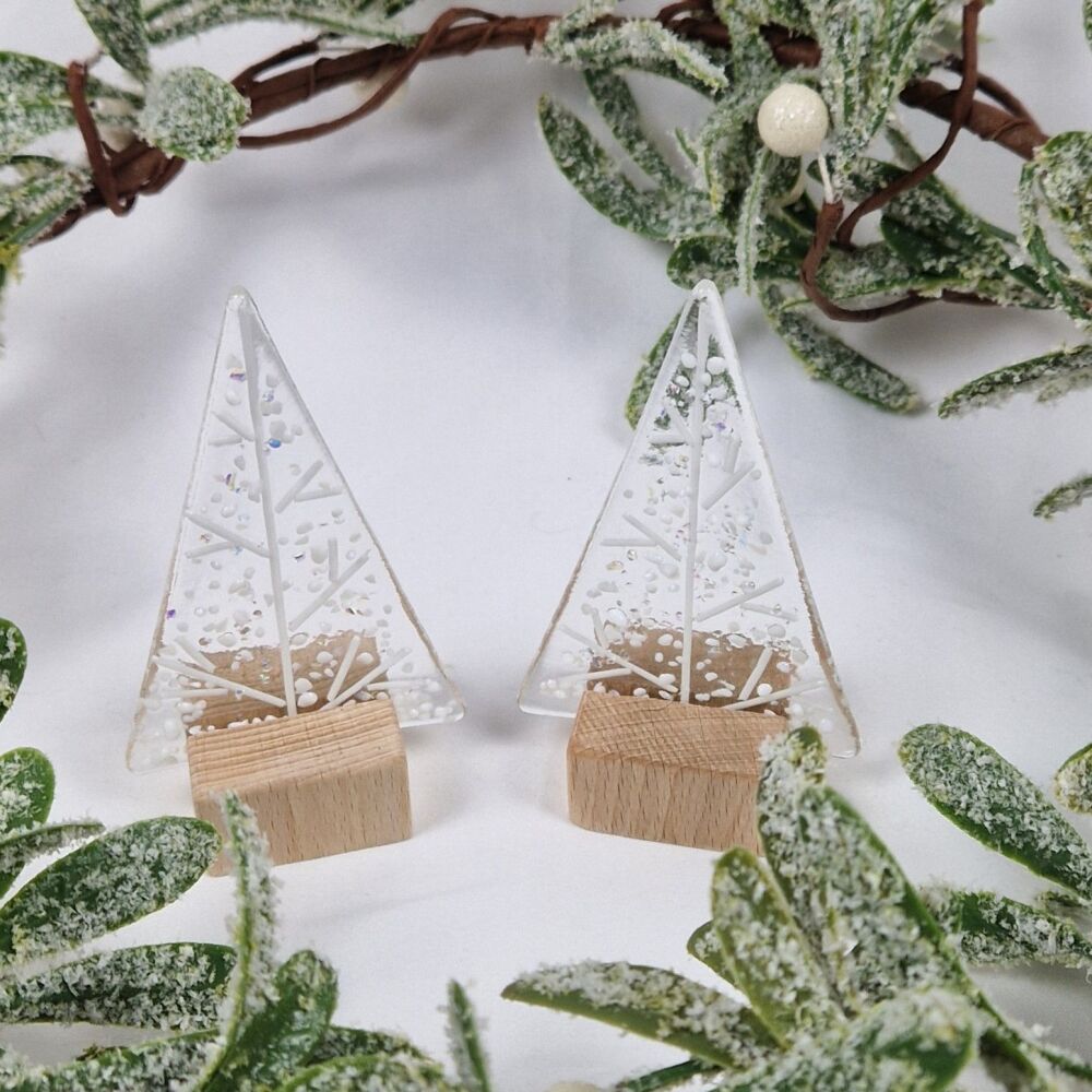 Fused Glass White Christmas Trees