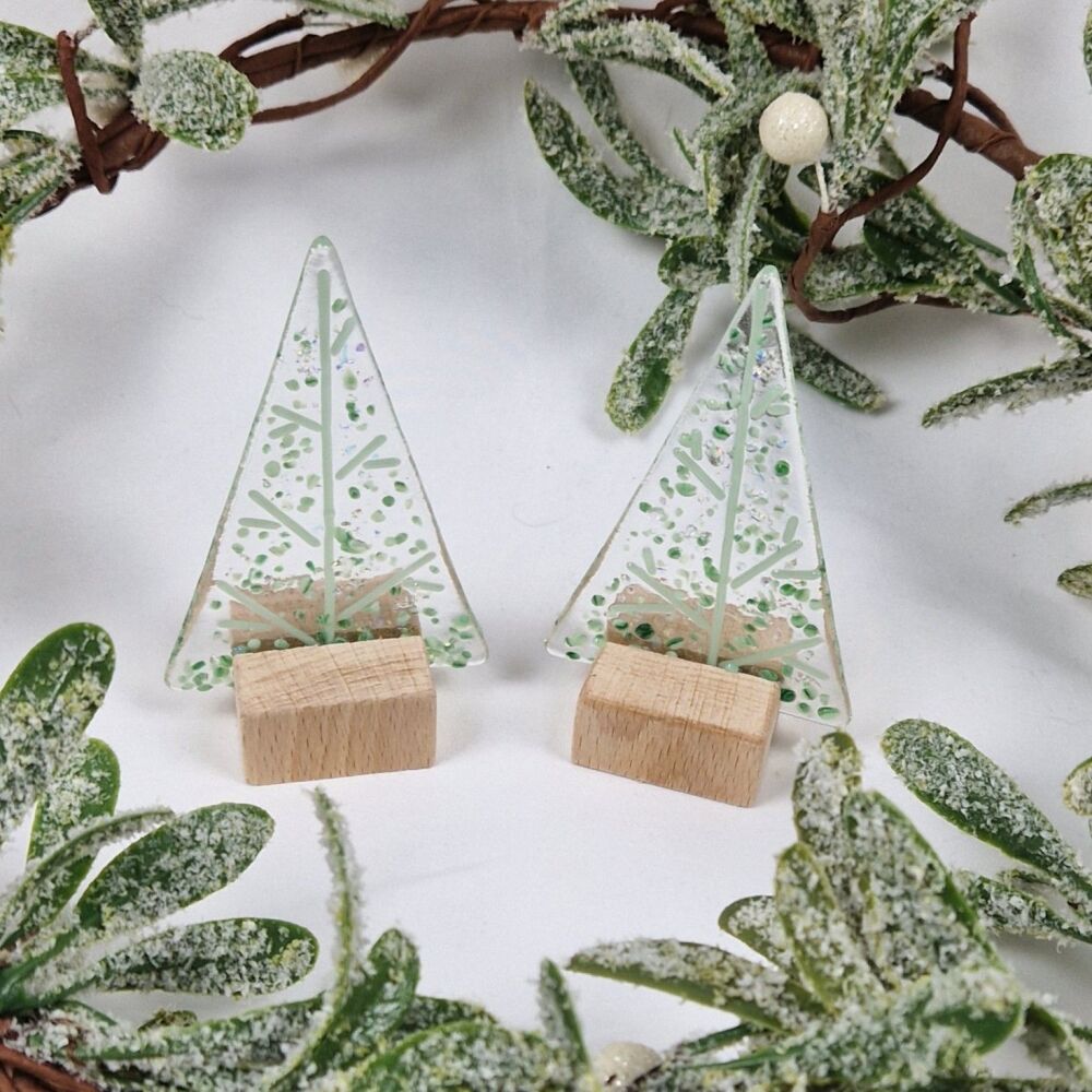 Fused Glass Green Christmas Trees