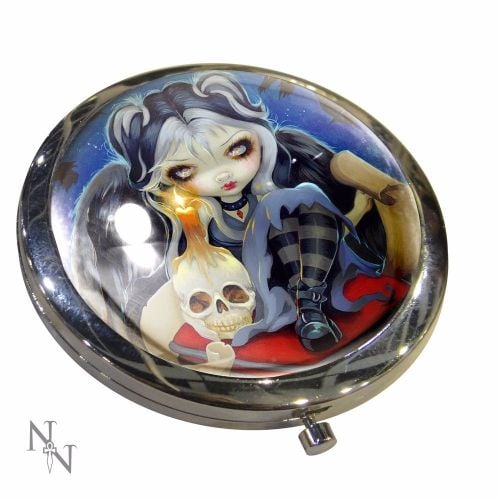 Gothic Skull, Sign of Our Parting Compact Mirror, Handbag Mirror by Nemesis