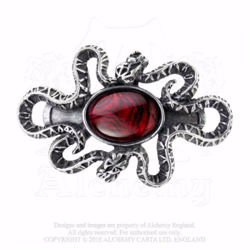 Gothic Pewter Snakes Hair Clip, Serpent's Eye by Alchemy Gothic