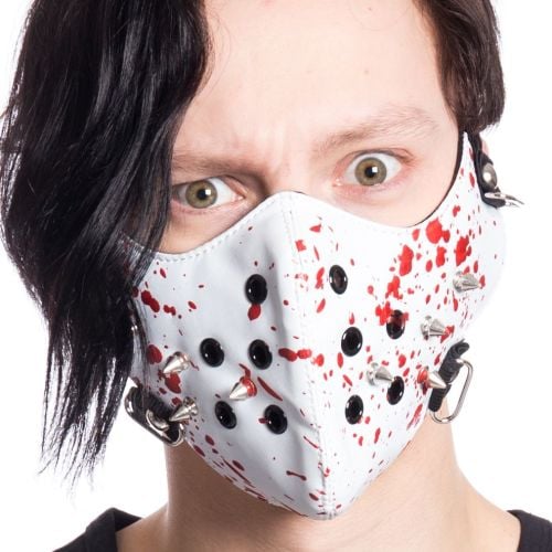 Gothic Punk Horror Blood Splat Studded Cosplay Biker Mask