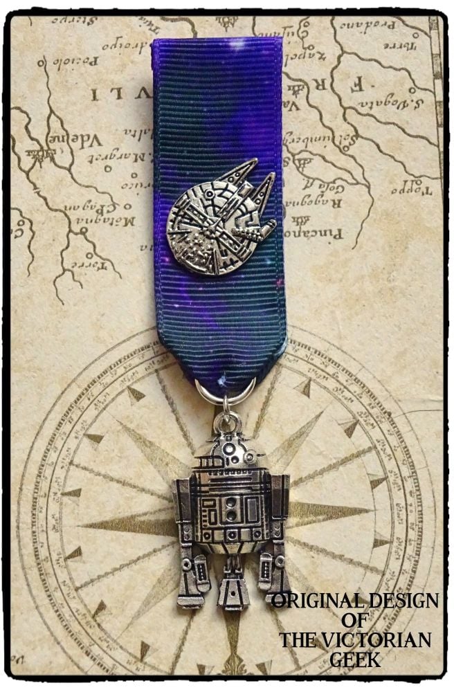 Steampunk, Star Wars, R2-D2, Millennium Falcon Inspired Handmade Medal
