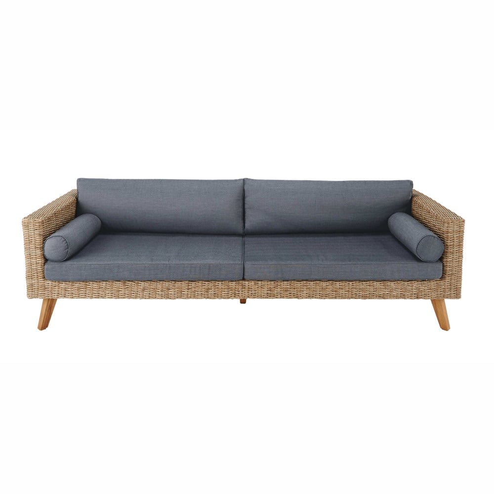 Summer 18: 54 3-4-seater-wicker-and-canvas-garden-sofa-in-charcoal-grey-