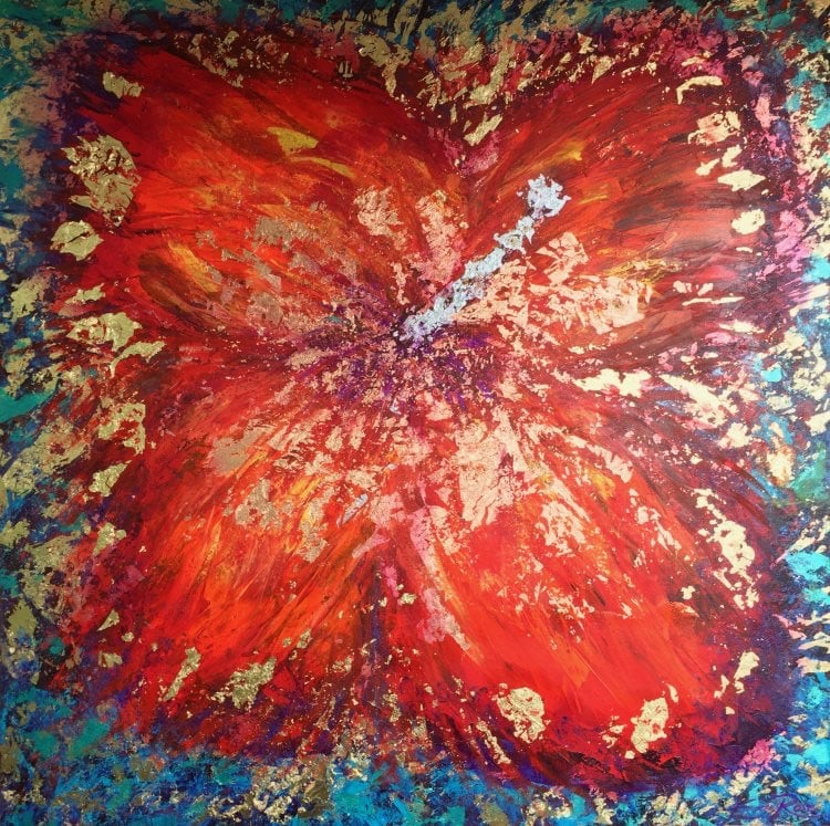 Christmas 19: 19 Hibiscus_III_100x100cm_by_Emma_Rose_www.emmaroseartwor