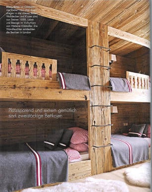 Chalet Interior 14: Bunk Bedroom chalet chic bunk beds elle deco 001