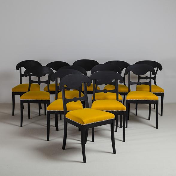 Spring 14: A-Set-of-Sixteen-Ebonised-Swedish-Empire-Dining-Chairs-circa-182
