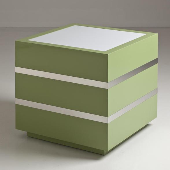 Spring 14 1: An-Apple-Green-Lacquer-and-Polished-Steel-Light-Box-1970s-8779