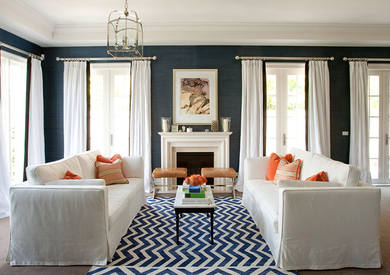 Summer 14 Room: blue-white-orange-living-room