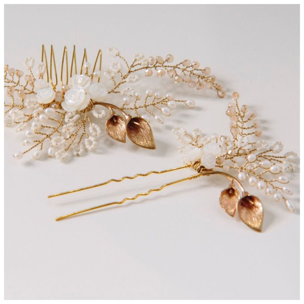 Lily and Rose Hair Comb and Pin Set