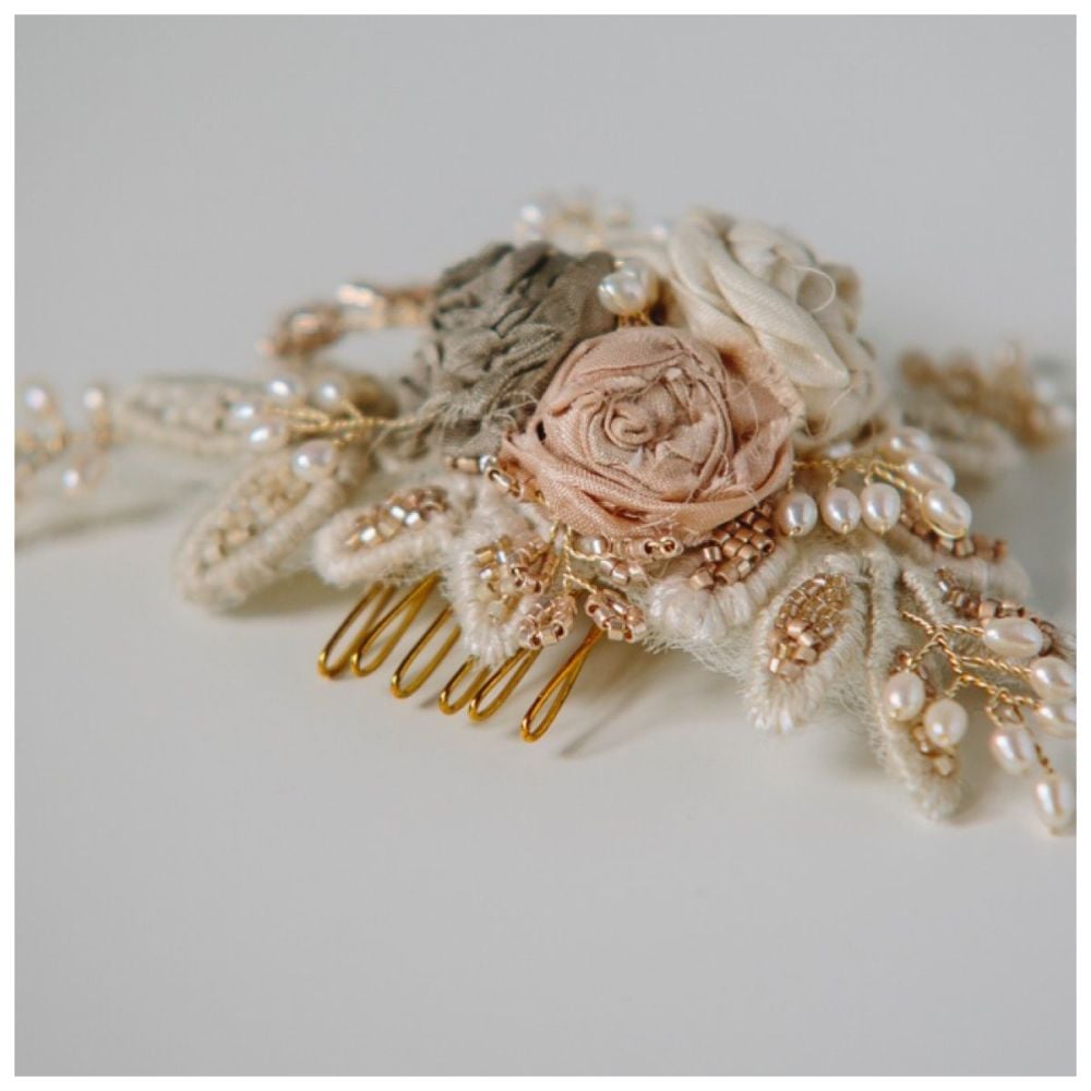 Fragile silk roses headpiece