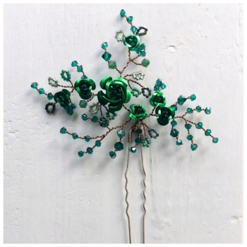 Emerald Rose Hair Pin 