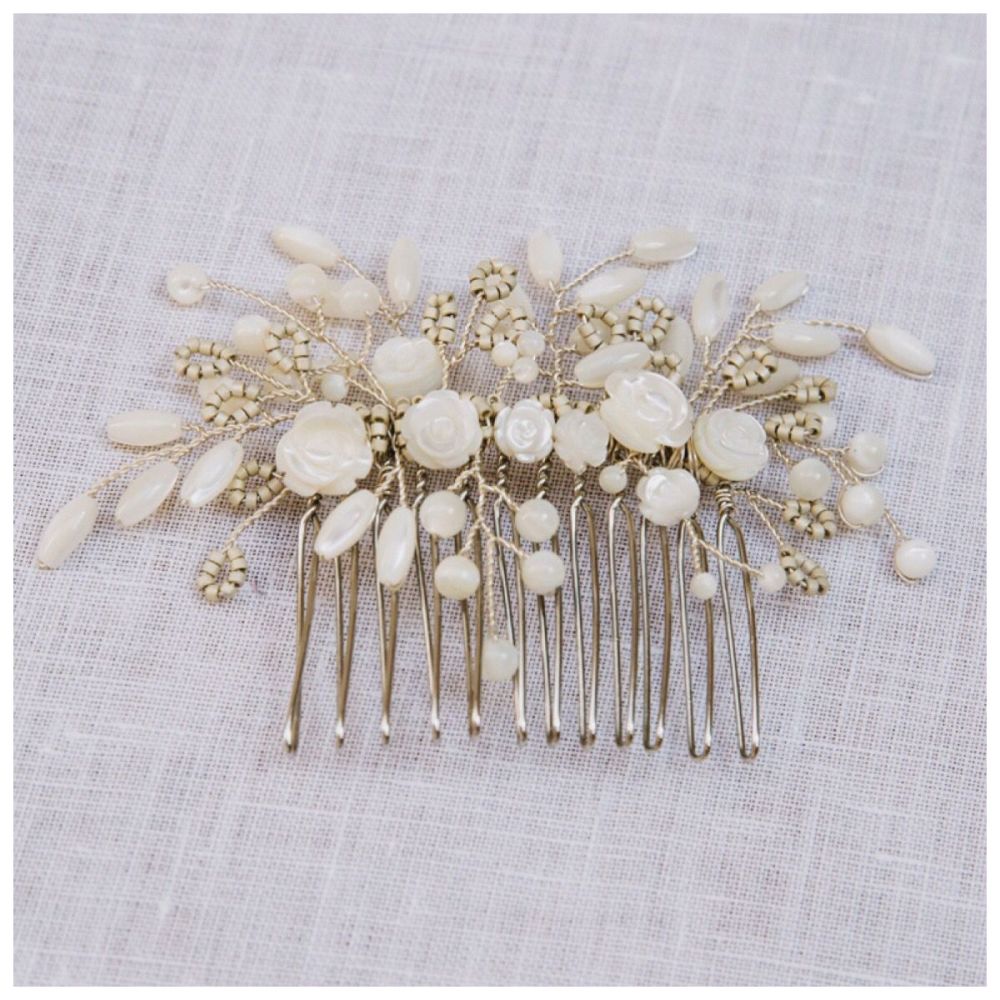 GARDENIA | Silver Floral Bridal Hair Comb Samples