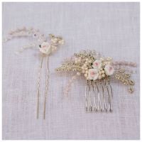 PORCELAIN ROSE | Bridal Hair Comb and Hair Pin Set